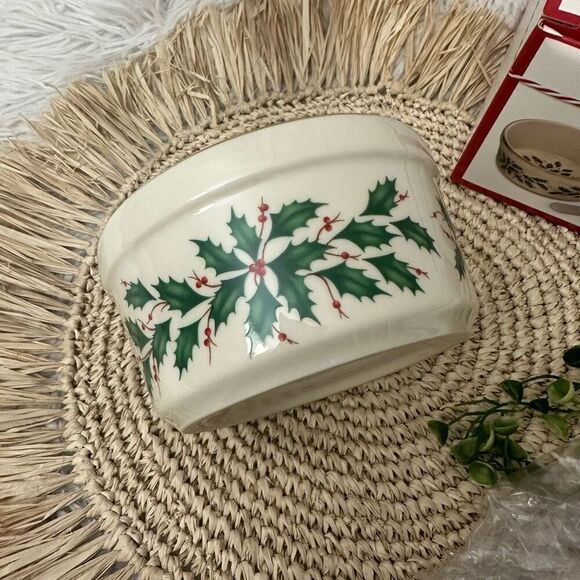 LENOX Hosting The‎ Holidays Dip Bowl & Spreader 4.5” NEW Holly Leaf - Picture 4 of 8